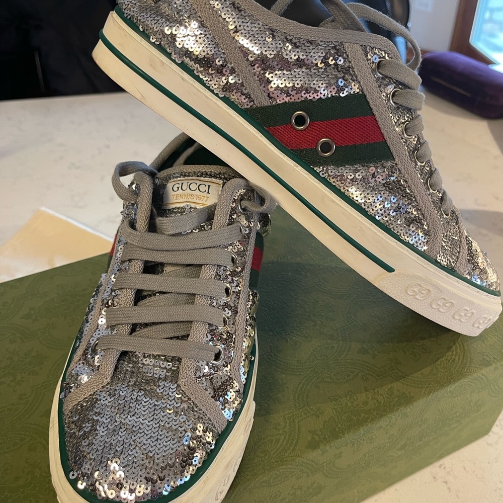 GUCCI sequin sneakers size 38 8 US
